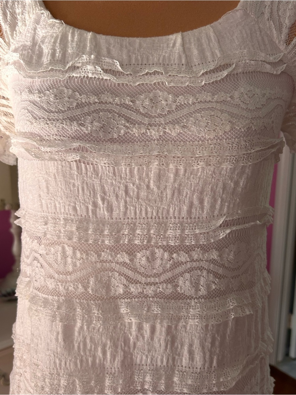Rabbit Rabbit Rabbit White Lace Short-Sleeve Dress - Picture 2 of 4